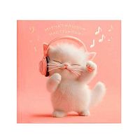 Блокнот 10,5*10,5см  48л. ФЕНИКС Notebook "Котёнок-меломан" 71920 клетка,тв.обл.,глянц.лам.,фольга