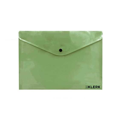 Папка-конверт на кнопке А5 КЛЕРК "Nude" 241301 непрозр.зелёная пастель 250мкм