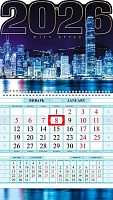 Календарь кварт. 2026г. ХАТ Соло-Люкс "City Style" 34802 1-бл.,1гр.,цв.бл.,80г/м2,бег.,29*47см