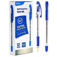 Ручка шар. DELI "Arris Golden" CQ40-BL (1872847) синяя,0,7мм,прозр.корп.
