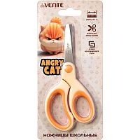 Ножницы детск. 13,5см deVENTE "Angry Cat" 8010615 закругл.,прорез.ручки,карт.блист.