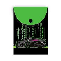 Папка-конверт на кнопке А7 (75*105мм) КОКОС "City car" 251337 непрозр.с рис.,пластик,150мкм