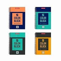 Записная книжка А6  60л. EK спираль "Color Block" 49679 клетка,асс.