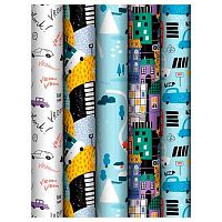 Бумага упак. 70*100см MESHU "Cars" глянц. (1лист в рулоне) MS_62806 80г/м2,асс.