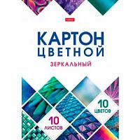 Картон цв. зеркальный А4 10л.10цв. ХАТ "Мозаика" 23734 в папке 095665