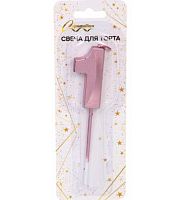 Свеча-цифра д/торта "1" Волшебство розовое золото 448-398