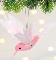 Игрушка ёлочная "Колибри" 196-1035 розовый,пластик.,текстиль,2,5*7*13см