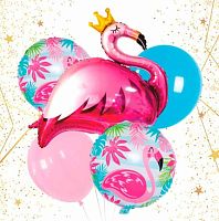 Набор шаров (5шт) "Фламинго" 574-338 латекс,фольг.