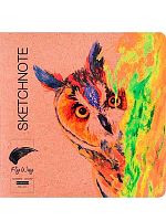 Скетчноут 185*185  12л. Проф-пресс FlyWay "Любопытная сова-1" 12-7962 сшивка,хлопок 50%,210г/м2