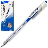 Ручка авт. шар. DELI "Arrow" EQ24-BL (1485599) синяя,0,7мм,прозр.белый корп.