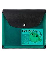 Папка-конверт на кнопке А5 ДПС 2915-107/139 с расш.25см,чёрный/пр.зелёный,180мкм,ПВХ