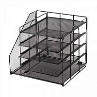 Лоток гориз.5-секц.+1вертик.отд. ALINGAR AL13398 чёрный,металл.,сборный