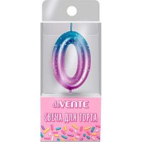 Свеча-цифра д/торта "0" deVENTE "Degrade" 9060509 6,0*3,8*0,9см,держ.2,6см,пластик./к