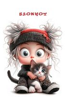 Блокнот А5  40л. АППЛИКА спираль "Девочка с котёнком" С0067-09 клетка