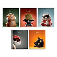 Тетрадь 48л. (клетка) ФЕНИКС "Современные коты" 70922 выб.твин лак,мел.карт.,асс.