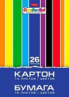 Набор цв.картона А4 10цв. и цв.бумаги А4 16цв. ХАТ "Creative Set" 06556 склейка