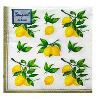 Салфетка бум. Bouquet de Luxe "Скатерть с лимонами" 25318 (25шт),3-х сл.,24*24см
