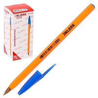 Ручка шар. КЛЕРК "Basic" 231719 синяя 0,7мм,жёлтый корп.