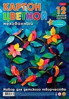 Картон цв. мелов. А4 12л.12цв. ХАТ "Краски лета" 32528 с золотом и серебром,в пакете,е/подвес