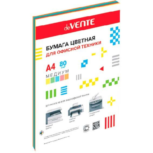 Бумага А4 д/офисной техники deVENTE  50л. 5цв. медиум 2072812, 80г/м2