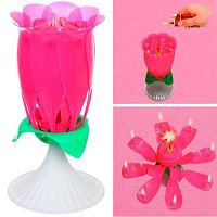 Свечи д/торта раскрывающийся цветок "Роза" 112-515 (8шт.),розовый