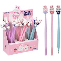 Ручка детск. масл. шар. deVENTE "Sweet Rabbit" 5073452 синяя,0,7мм,силикон.корп.,с декор.эл.,асс.