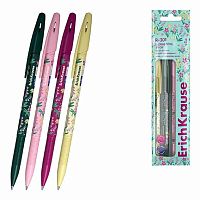 Набор шар. ручек  4шт. EK R-301 "Stick Floral Soul" 63079 синяя,0,7мм