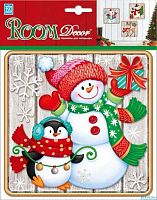Наклейка Декор Room Decor "Снеговик с пингвином - мини картинка" PLX3206