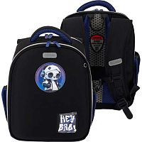 Ранец школьный deVENTE "Junior. Hey Bro" 7033621 чёрный,жёстк.,35*27*13см,800гр.+часы