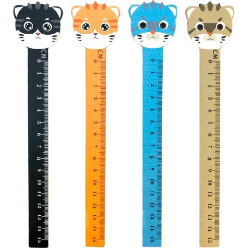 Линейка 15см deVENTE "Kittens" 5091040 дерев.,фигурная,длина 20,5см,блист.,асс.