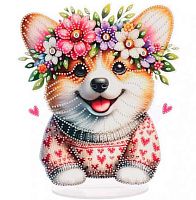 Мозаика алмазная DIAMOND "Корги" 654-0352 на акриловой подставке,21*24,5см