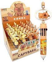 Ручка авт. шар.10-ти цв. INTELLIGENT "Капибара" DJ-2/DI-347 0,7мм,корп.с вращ.фигурками,асс.