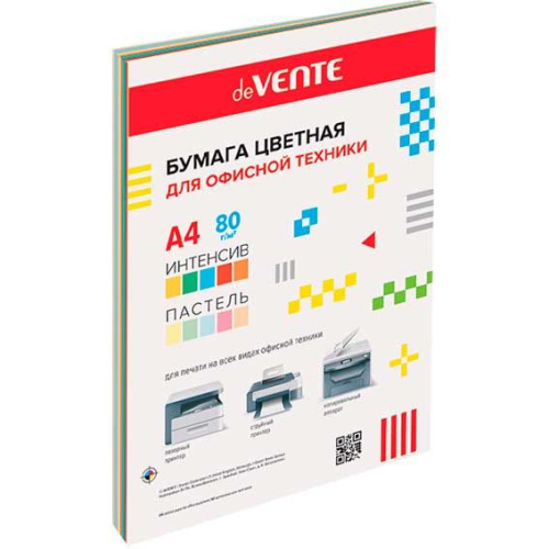 Бумага А4 д/офисной техники deVENTE  20л. 5цв.интенсив+5цв.пастель 2072423