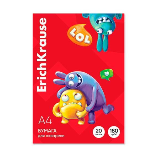 Бумага для акварели А4 20л. EK "Jolly Friends" 61644 в папке