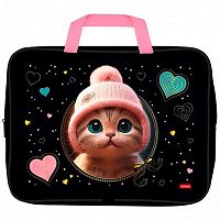 Сумка-планшет А4 ХАТ "Котёнок в шапочке" 32090 текстиль,с ручками,3D фольга