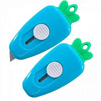 Нож канцелярский  9мм ALINGAR AL11217 детск.мини,корп.в виде морковки,с фикс.лезв.