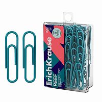 Скрепки 28мм 100шт. ЕК "Reef" 63204 бирюз.,металл.,с винил.покрыт.