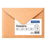 Конверт Крафт 114*162мм C6 OfficeSpace С6.50.1К треугольный клапан,клеевой слой