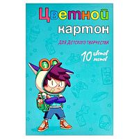 Картон цв. мелов. А4 10л.10цв. ФЕНИКС "Шкодник" 64760 склейка