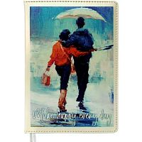 Ежедневник н/д А5 160л. deVENTE кож.зам. "Couple with umbrella" 2234477 перламутр,бел.бум.