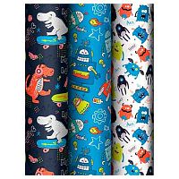 Бумага упак. 70*100см MESHU "Monsters" глянц. (1лист в рулоне) MS_62807 80г/м2,асс.