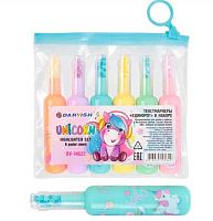 Набор маркеров текст.  6цв. Darvish "Единорог" DV-14622 мини,пастельные,zip-пакет