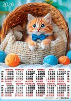 Календарь настенный листовой А2 2026г. ЛИС "Кошки.Рыжий джентльмен" ПО-26-101 мел.бум.,80г/м2