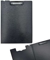 Клипборд А4 INTELLIGENT DK-79 чёрный,с доп.створкой,фактура "полосы"