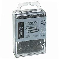 Скрепки 28мм 100шт. ГЛОБУС С28-100Ч чёрные,пластик/к