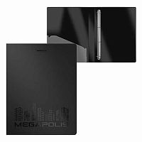 Папка 4 кольца 24мм EK А4 "Megapolis" 50516 чёрная,600мкм