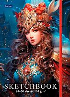 Скетчбук А5  50-80л. ХАТ тв.обл. спираль "Королева ночи" 32032 б/лин.,с клап.,на рез.,100г/м2 087490