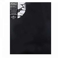 Холст на картоне 40*50см КОКОС 216264 чёрный,хлоп.100%,280г/м2,мелк.зерн.