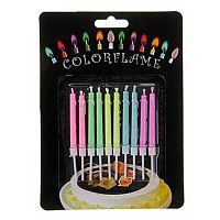 Свечи д/торта Микрос "С цветным пламенем" Ч54432 (6см) с держателями (10шт)