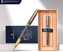 Ручка-роллер подар. INTELLIGENT Montagut TJ-38 чёрн.,0,5мм,серебро,метал.корп.,к/к